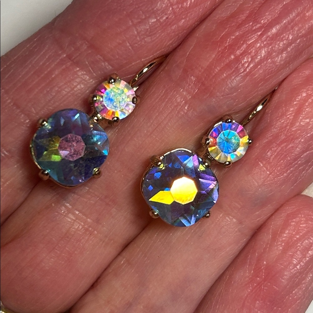 Iridescent AB Crystal Drop Earrings - Picture 4 of 7